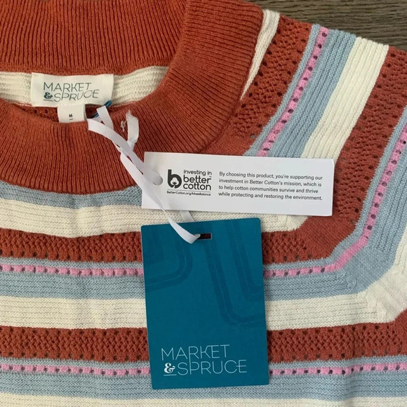 Market & Spruce Stitch Fix Multi Stripe Eyelet Long Sleeve Pullover - Size M NWT - Picture 8 of 9